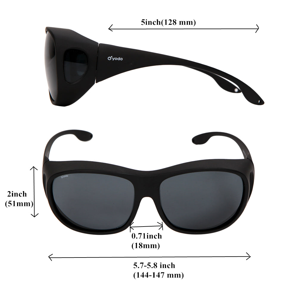 Yodo Fit Over Glasses Sunglasses with Polarized Lenses for Men and Women, Black