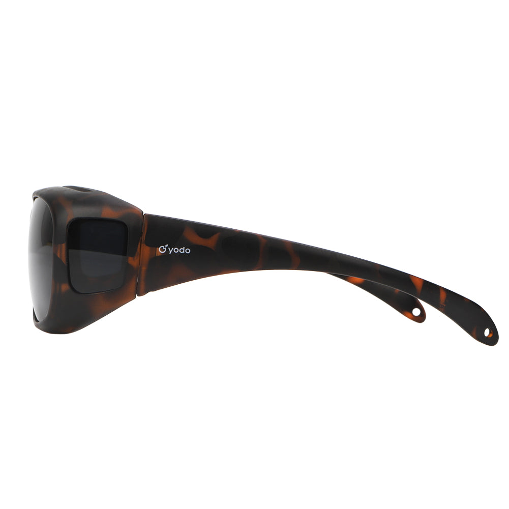 Yodo Fit Over Glasses Sunglasses with Polarized Lenses for Men and Women, Matt Leopard/Gray Lenes