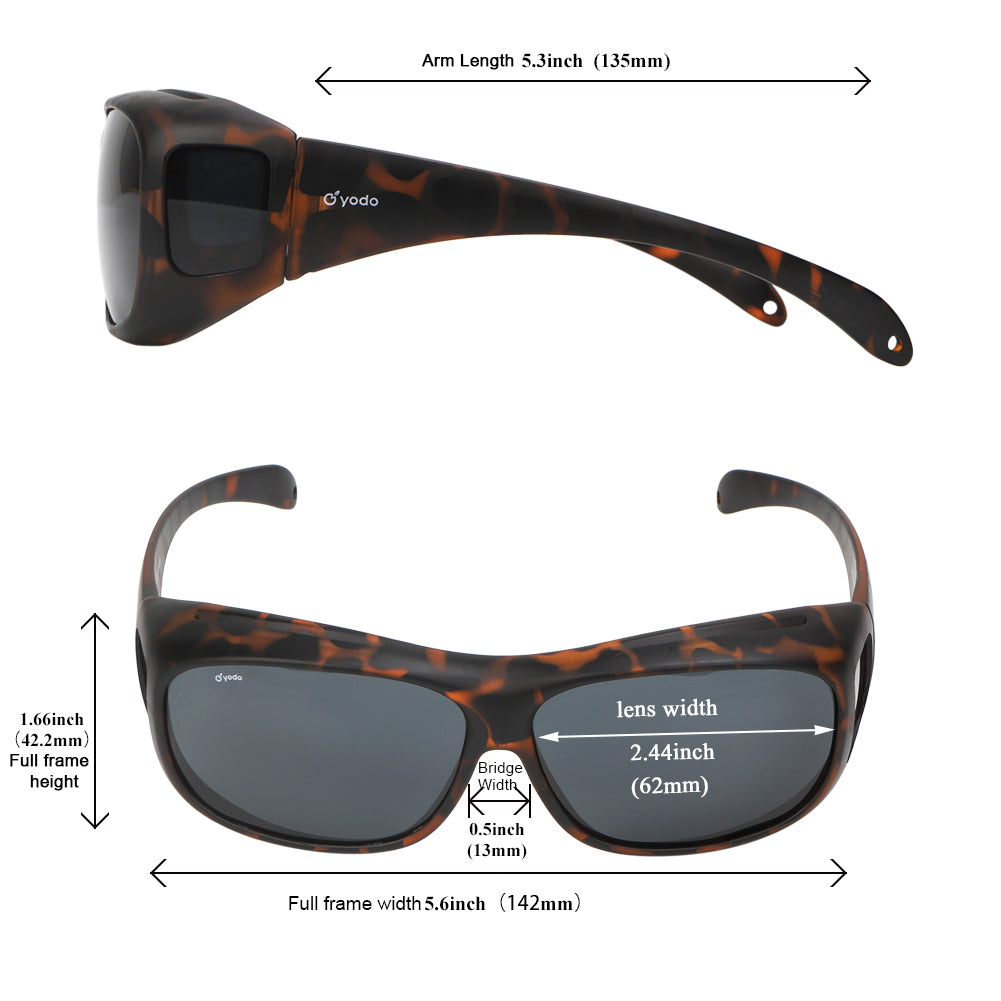 Yodo Fit Over Glasses Sunglasses with Polarized Lenses for Men and Women, Matt Leopard/Gray Lenes