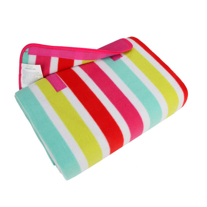 Yodo 69" x 53" Outdoor Picnic Blanket with Water-Resistant Backing, Rose Stripe