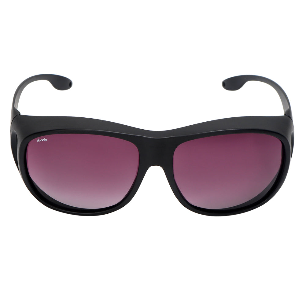 Yodo Fit Over Glasses Sunglasses with Polarized Lenses for Men and Women,  Black Frame/Purple Lens