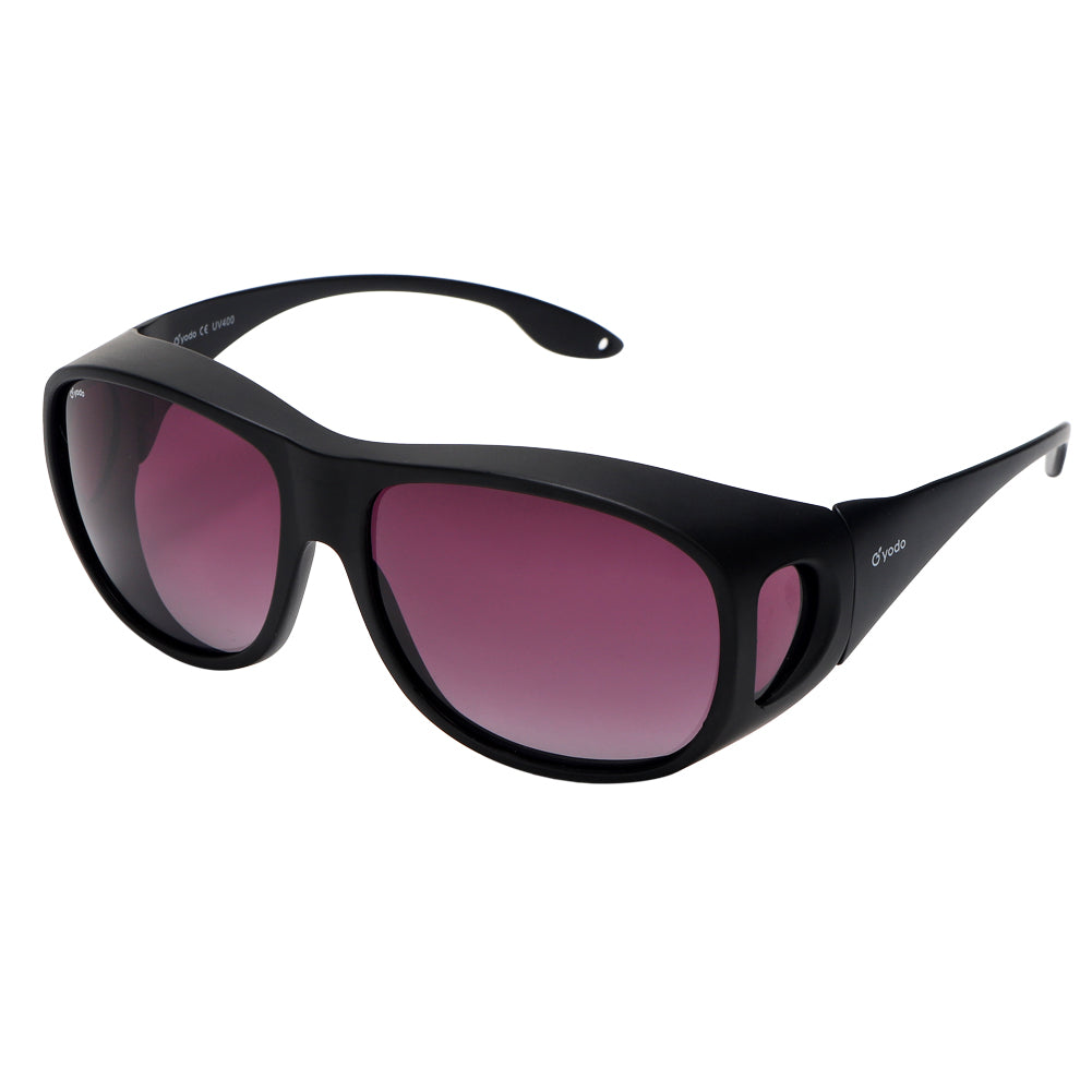 Yodo Fit Over Glasses Sunglasses with Polarized Lenses for Men and Women,  Black Frame/Purple Lens