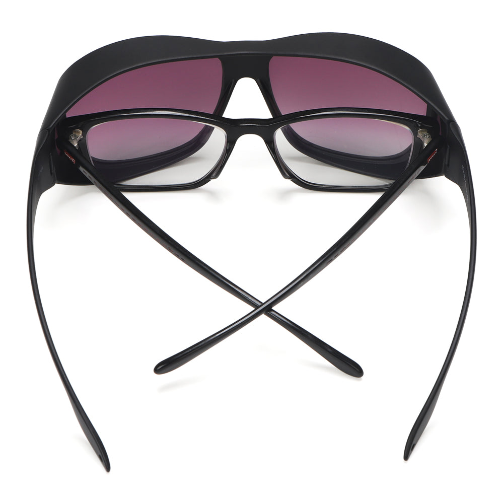 Yodo Fit Over Glasses Sunglasses with Polarized Lenses for Men and Women,  Black Frame/Purple Lens
