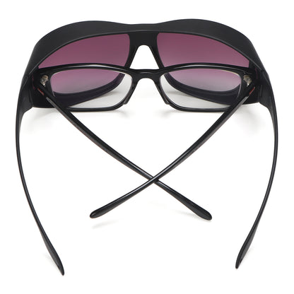 Yodo Fit Over Glasses Sunglasses with Polarized Lenses for Men and Women,  Black Frame/Purple Lens