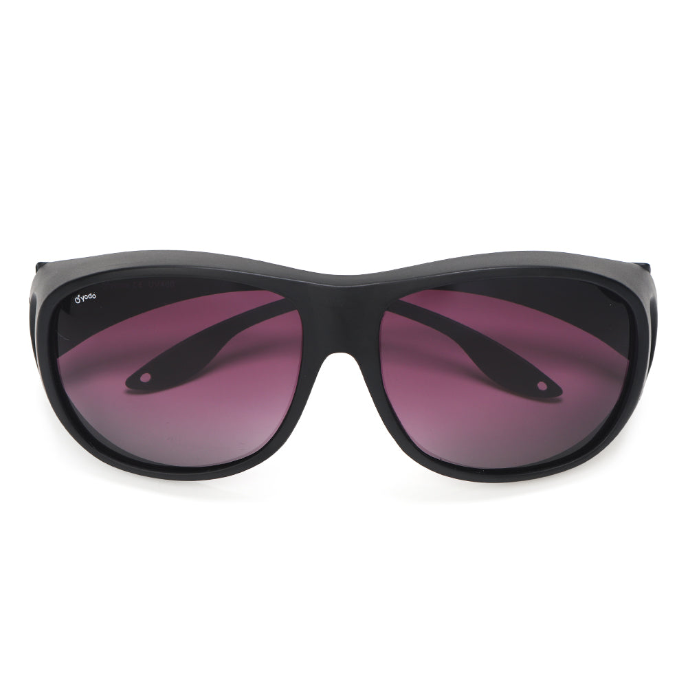 Yodo Fit Over Glasses Sunglasses with Polarized Lenses for Men and Women,  Black Frame/Purple Lens