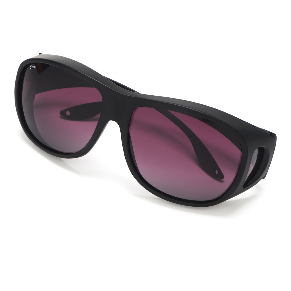 Yodo Fit Over Glasses Sunglasses with Polarized Lenses for Men and Women,  Black Frame/Purple Lens