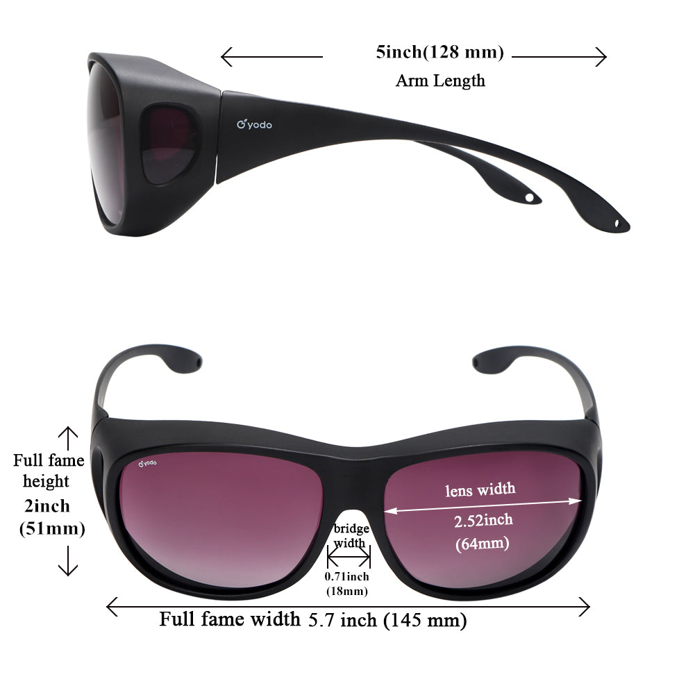 Yodo Fit Over Glasses Sunglasses with Polarized Lenses for Men and Women,  Black Frame/Purple Lens
