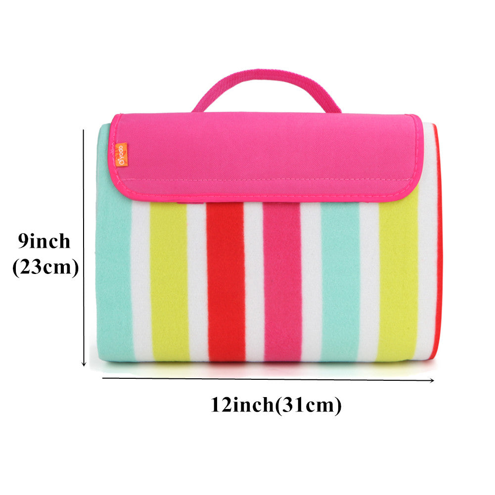 Yodo 69" x 53" Outdoor Picnic Blanket with Water-Resistant Backing, Rose Stripe