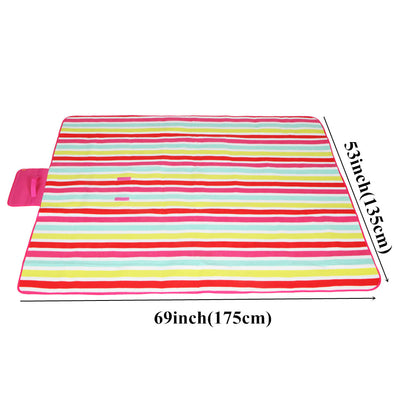 Yodo 69" x 53" Outdoor Picnic Blanket with Water-Resistant Backing, Rose Stripe