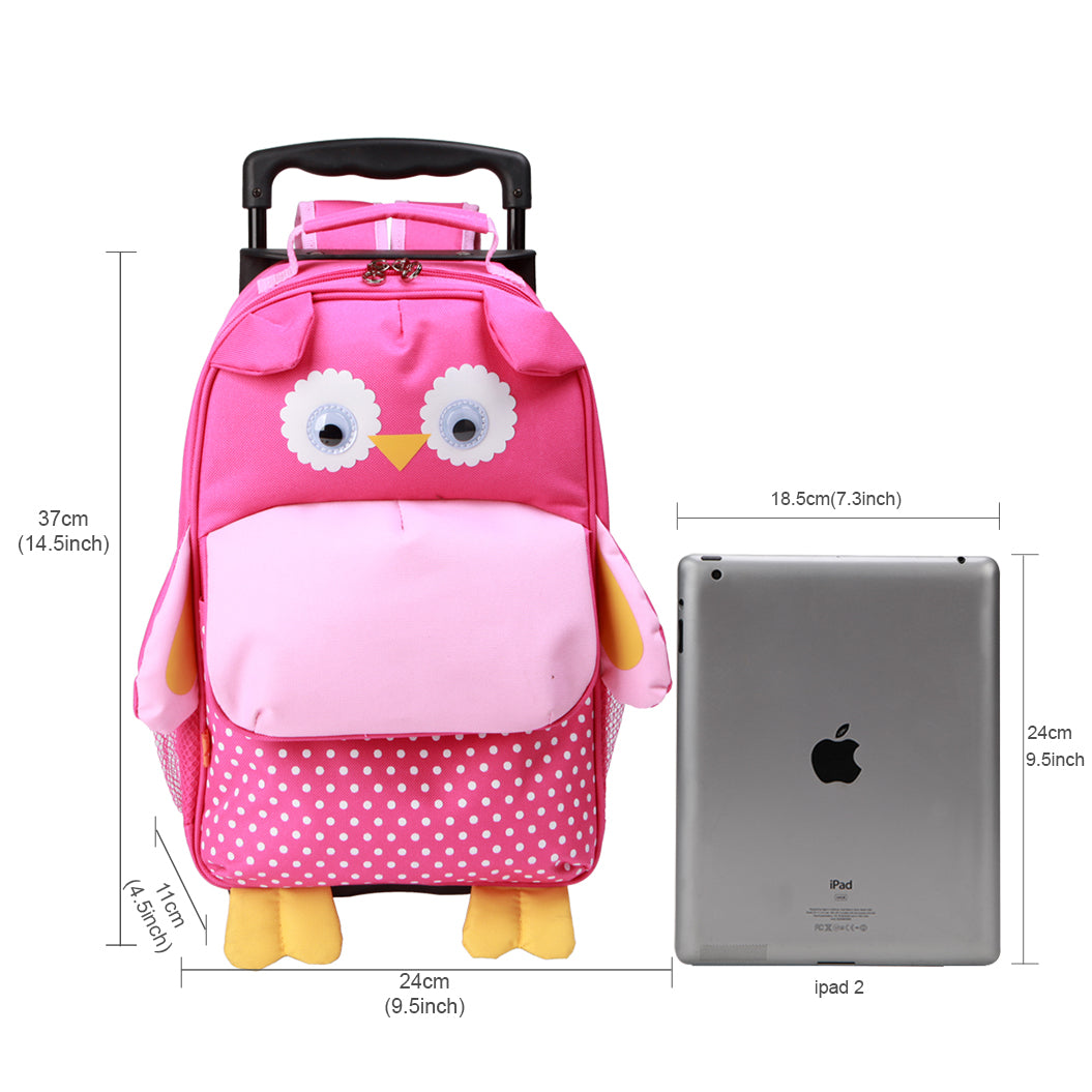 Yodo 3-Way Kids Luggage or Toddler Rolling Backpack with wheels, Small Owl