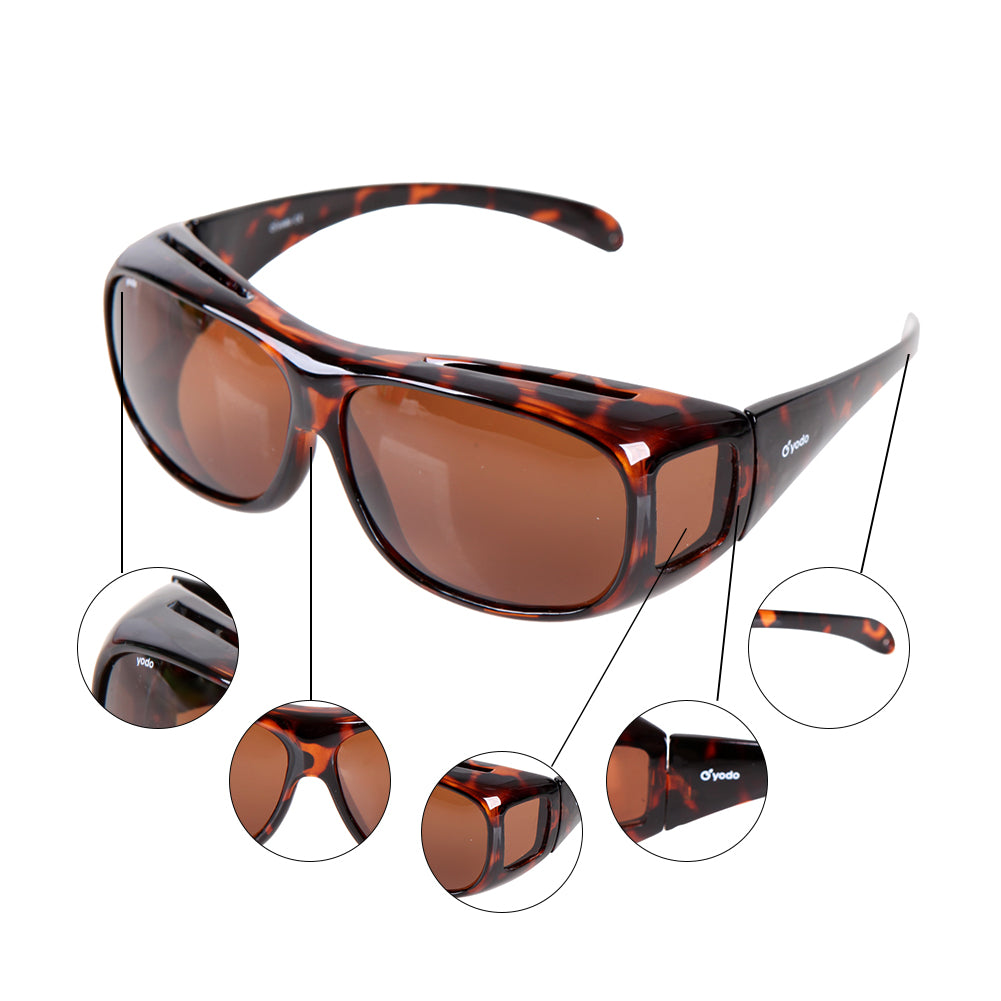Yodo Fit Over Glasses Sunglasses with Polarized Lenses for Men and Women, Leopard