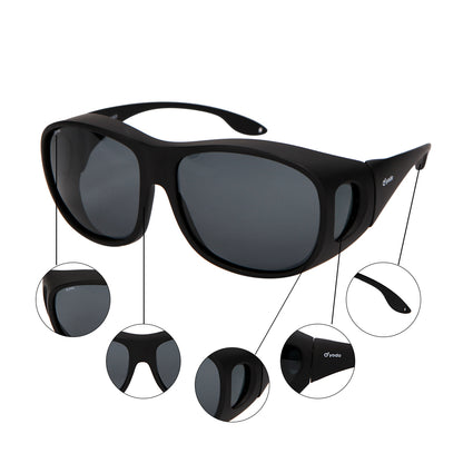 Yodo Fit Over Glasses Sunglasses with Polarized Lenses for Men and Women,  Black
