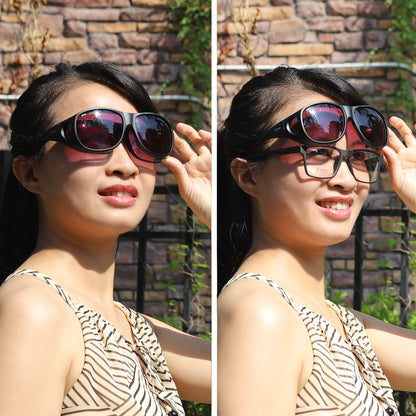 Yodo Fit Over Glasses Sunglasses with Polarized Lenses for Men and Women,  Black Frame/Purple Lens