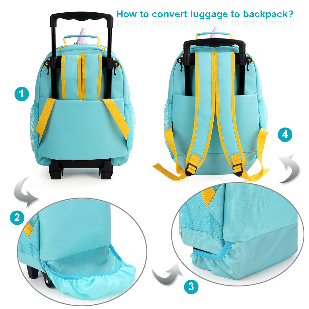 Yodo 3-Way Kids Luggage or Toddler Rolling Backpack with wheels, Medium Unicorn
