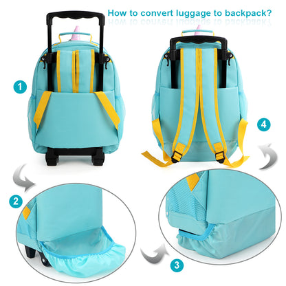 Yodo 3-Way Kids Luggage or Toddler Rolling Backpack with wheels, Medium Unicorn