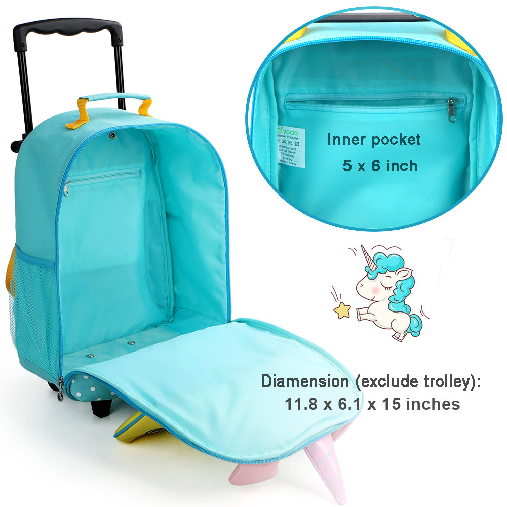 Yodo 3-Way Kids Luggage or Toddler Rolling Backpack with wheels, Medium Unicorn