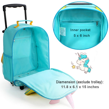 Yodo 3-Way Kids Luggage or Toddler Rolling Backpack with wheels, Medium Unicorn