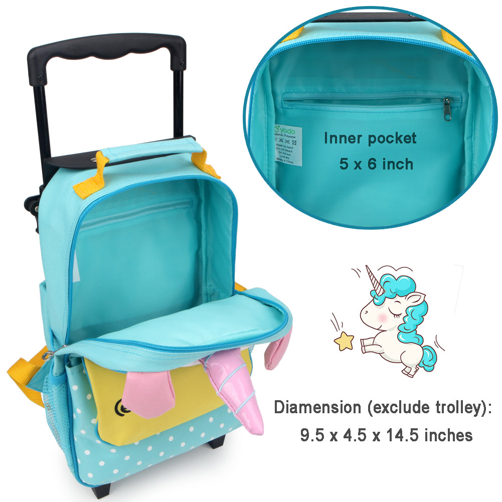 Yodo 3-Way Kids Luggage or Toddler Rolling Backpack with wheels, Small Unicorn