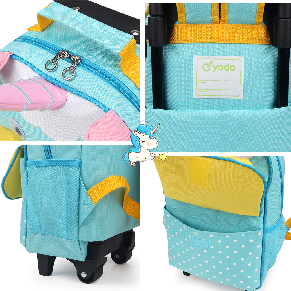 Yodo 3-Way Kids Luggage or Toddler Rolling Backpack with wheels, Small Unicorn