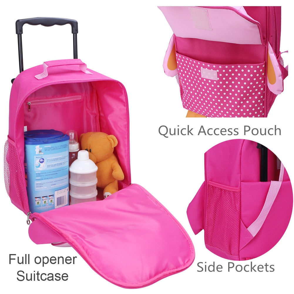 Yodo 3-Way Kids Luggage or Toddler Rolling Backpack with wheels, Medium Owl